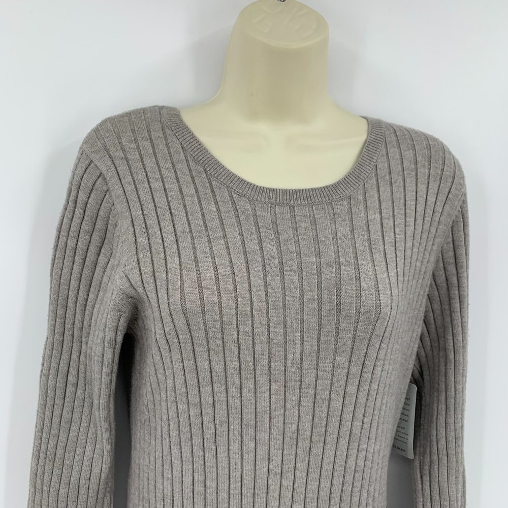 WAYF BFF Hollie midi ribbed sweater dress gray tie keyhole back new Medium - Picture 4 of 6